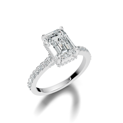 The Élodie Emerald Hidden Halo Diamond Ring