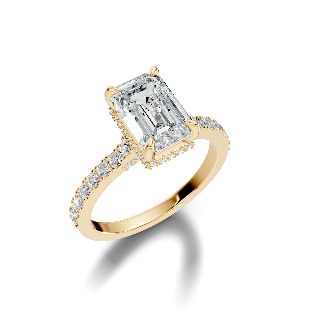 The Élodie Emerald Hidden Halo Diamond Ring