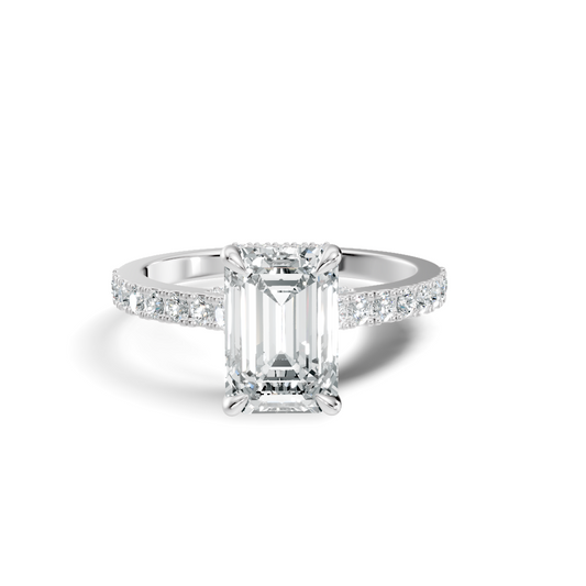 The Élodie Emerald Hidden Halo Diamond Ring