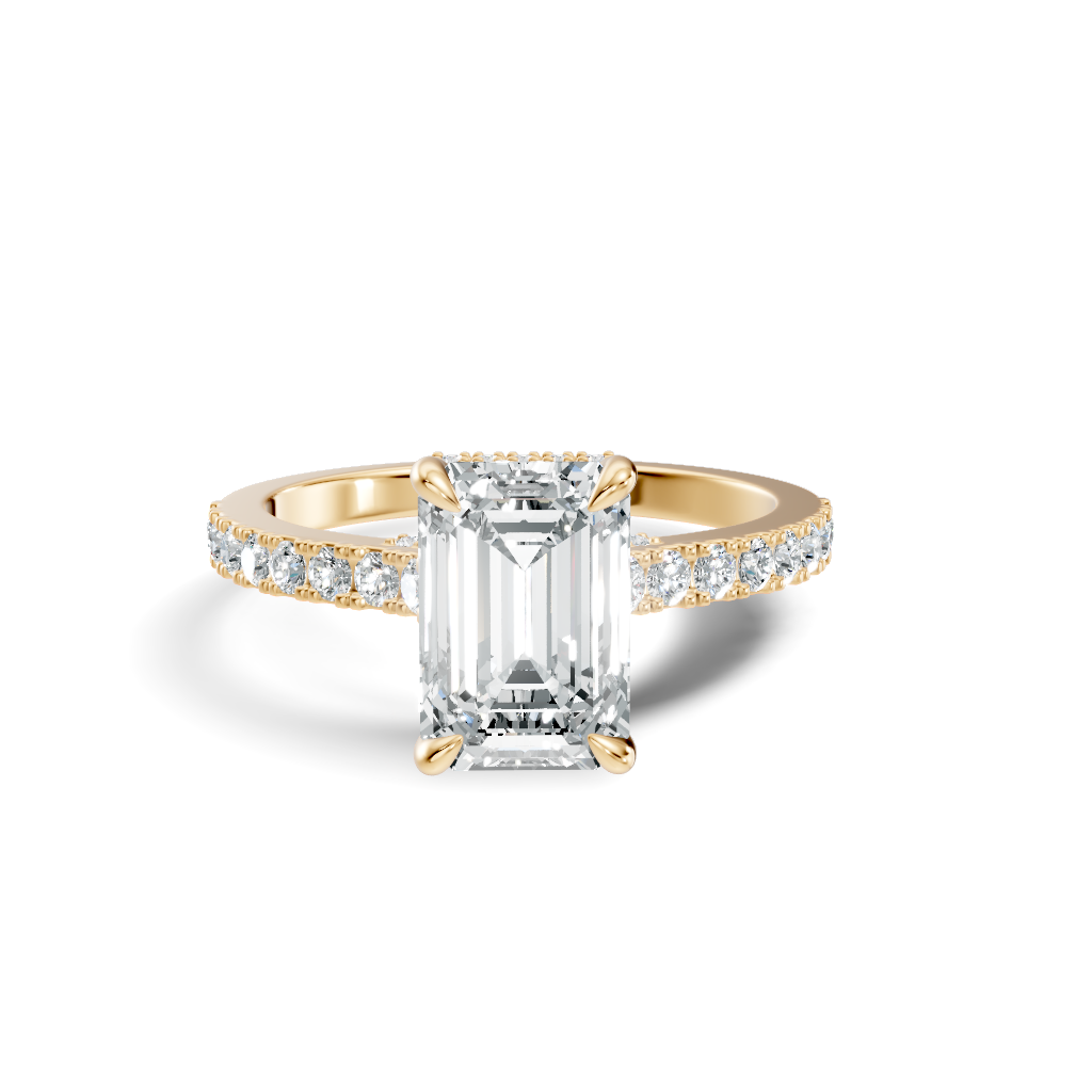 The Élodie Emerald Hidden Halo Diamond Ring